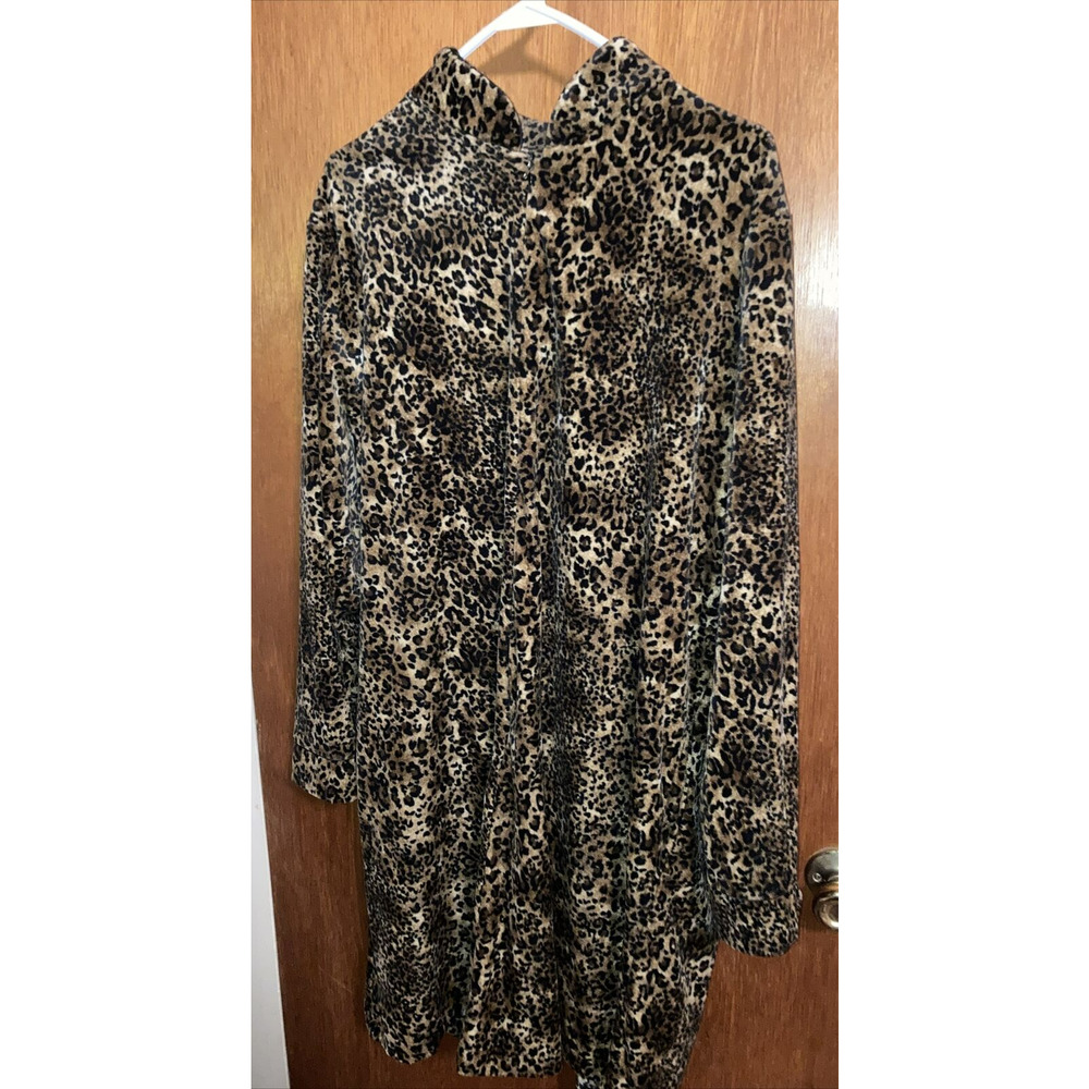 Cinema Etoile Robe Women Large Leopard Print Velour Velvet Maxi House Dress Vtg